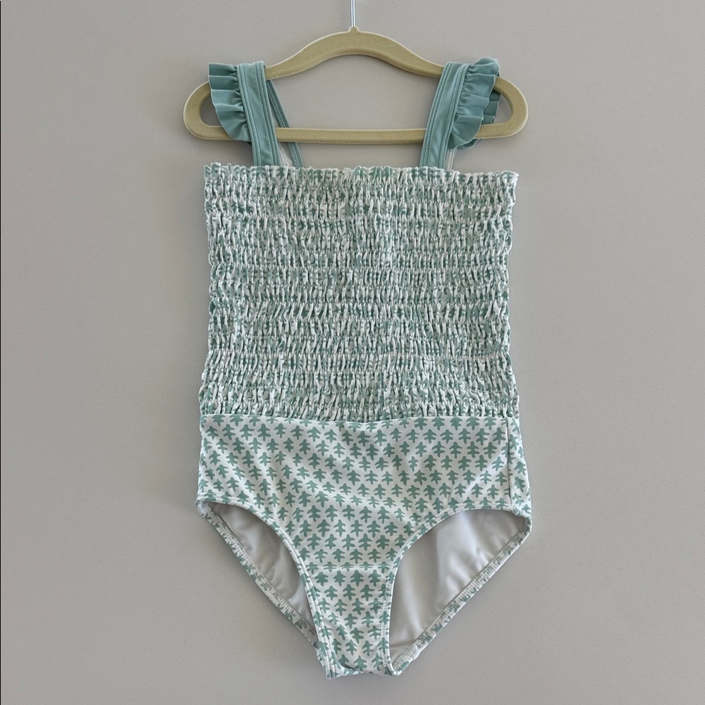 Minnow Smocked One-Piece Swimsuit - Seafoam Green
